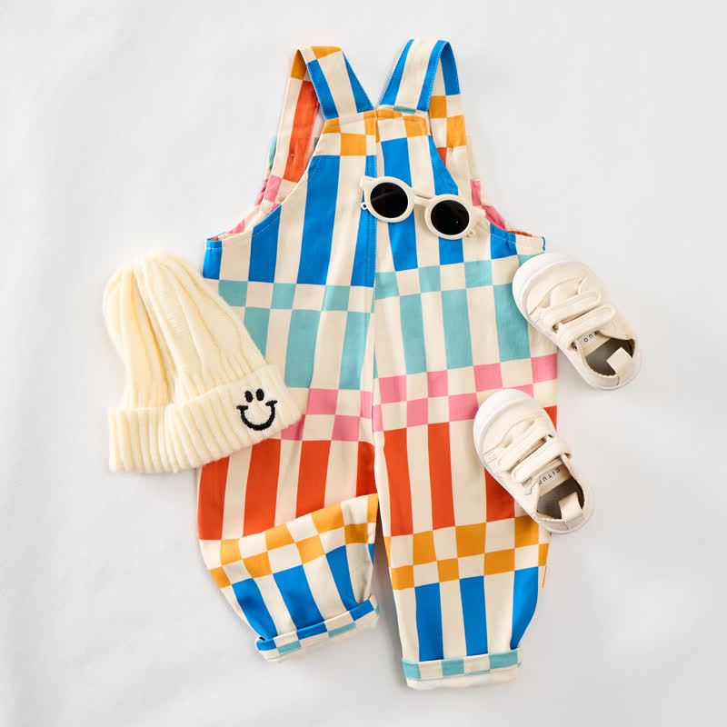 Baby Toddler Colorful Striped Plaid Overalls  - image 3