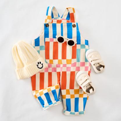 Baby Toddler Colorful Striped Plaid Overalls  - image 2