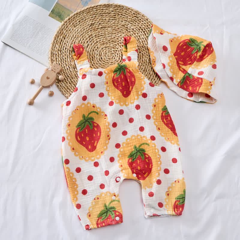 Baby Strawberry Romper with Hat - image 3