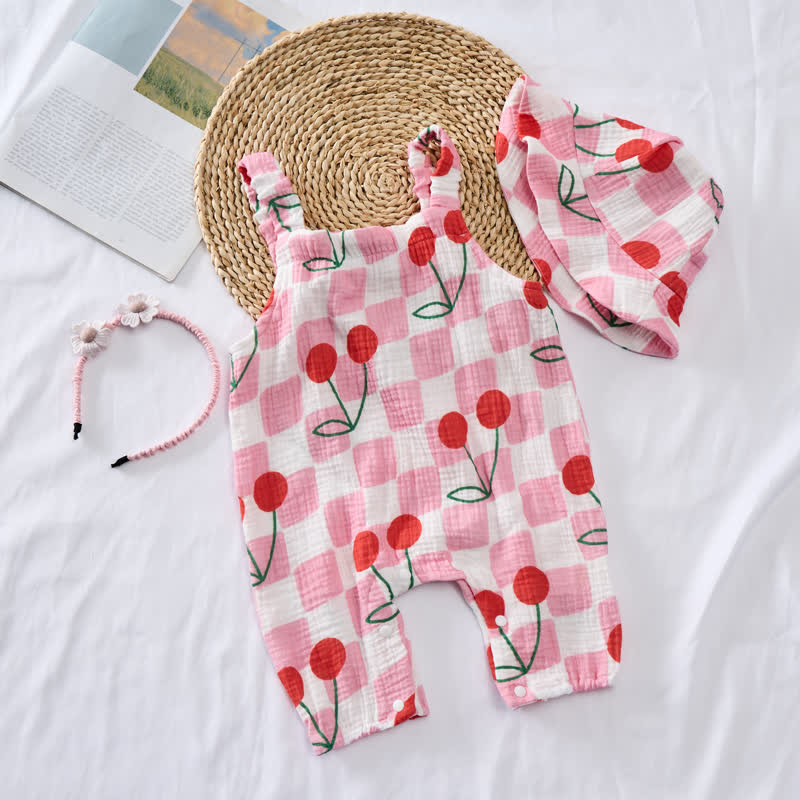 Baby Cherry Romper with Hat - image 3