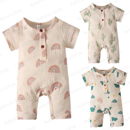 Baby Muslin Cactus/Rainbow Print Romper - image 1