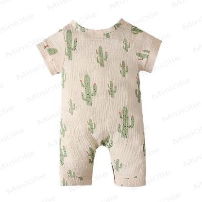 Baby Muslin Cactus/Rainbow Print Romper - image 3