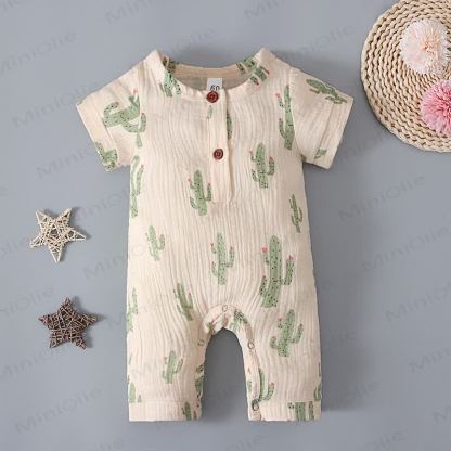 Baby Muslin Cactus/Rainbow Print Romper - image 4