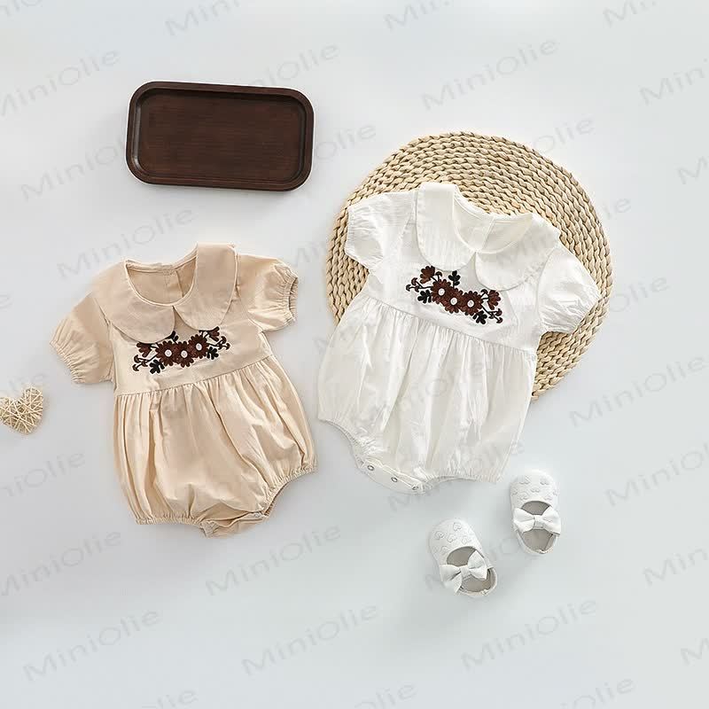 Baby Peter Pan Collar Embroidered Bodysuit - image 1