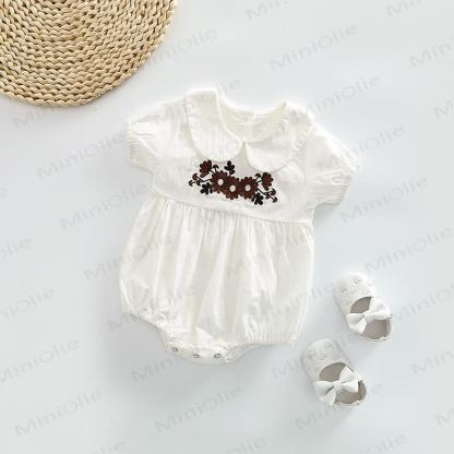 Baby Peter Pan Collar Embroidered Bodysuit - White - 2-3T - image 6
