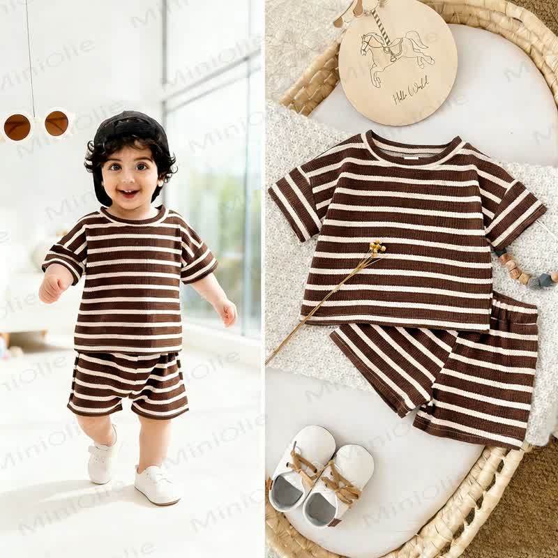 Baby Terry Striped Top and Shorts Set - image 8