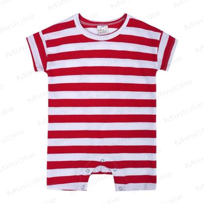 Baby Summer Striped Romper - White&Red - 18-24M - image 1