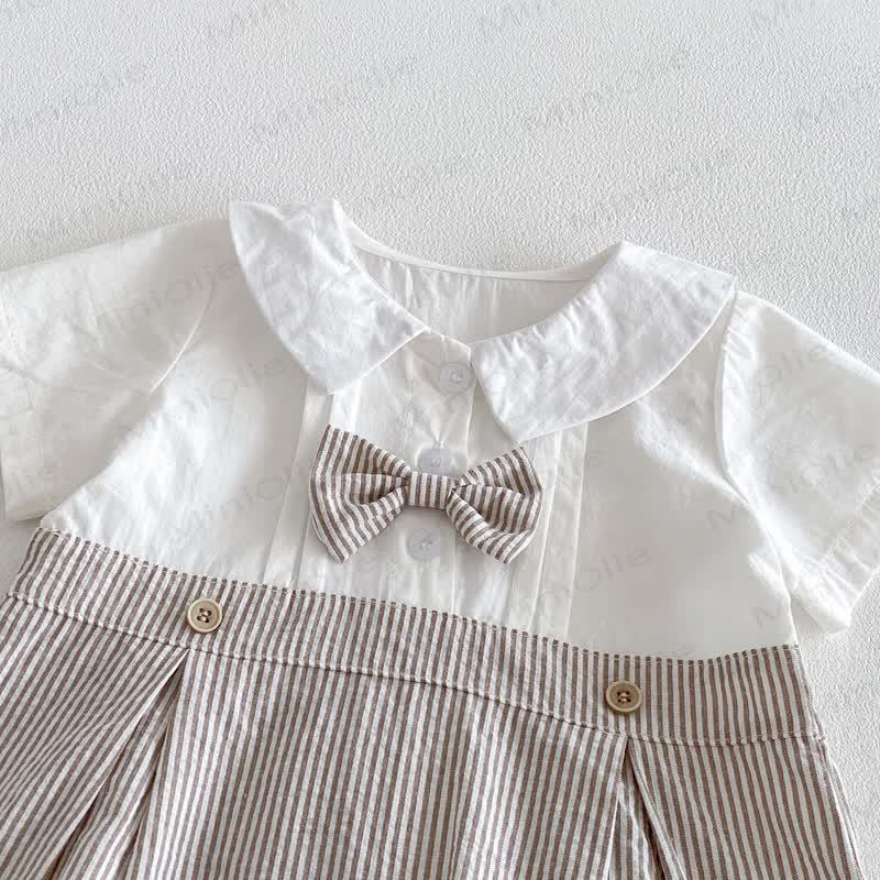 Baby Bow Tie Striped Romper - image 2
