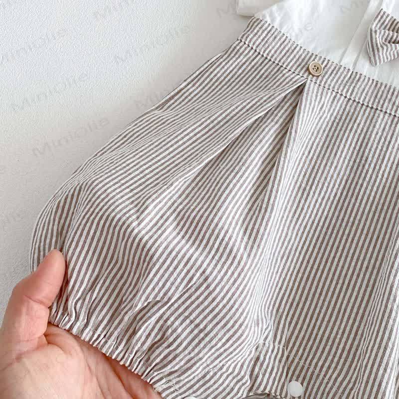 Baby Bow Tie Striped Romper - image 4