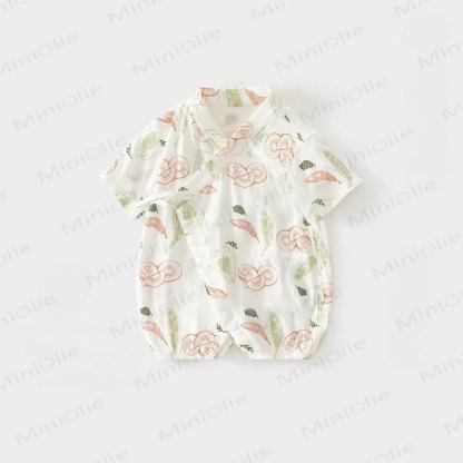 Baby White Fruit/Vegetable/Food Summer Wrap Front Romper - Fig - 15-22M - image 1