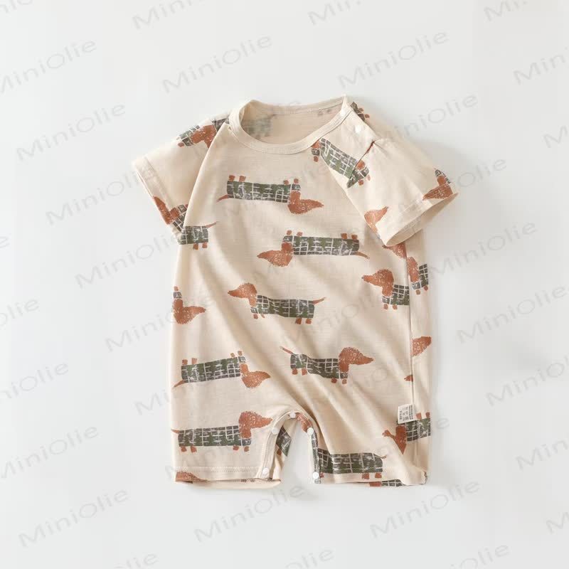 Baby Animal/Fruit Summer Romper - Brown Dachshund - 18-24M - image 2
