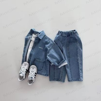 Baby Spring Solid Color Denim Jacket or Pants - image 4