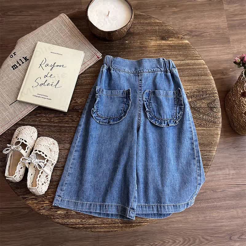 Toddler Girl Cotton Vest and Denim Pant Set - image 3