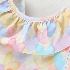 Toddler Girl Heart Print Ruffle Trimmed One-piece Swimsuit - image 3