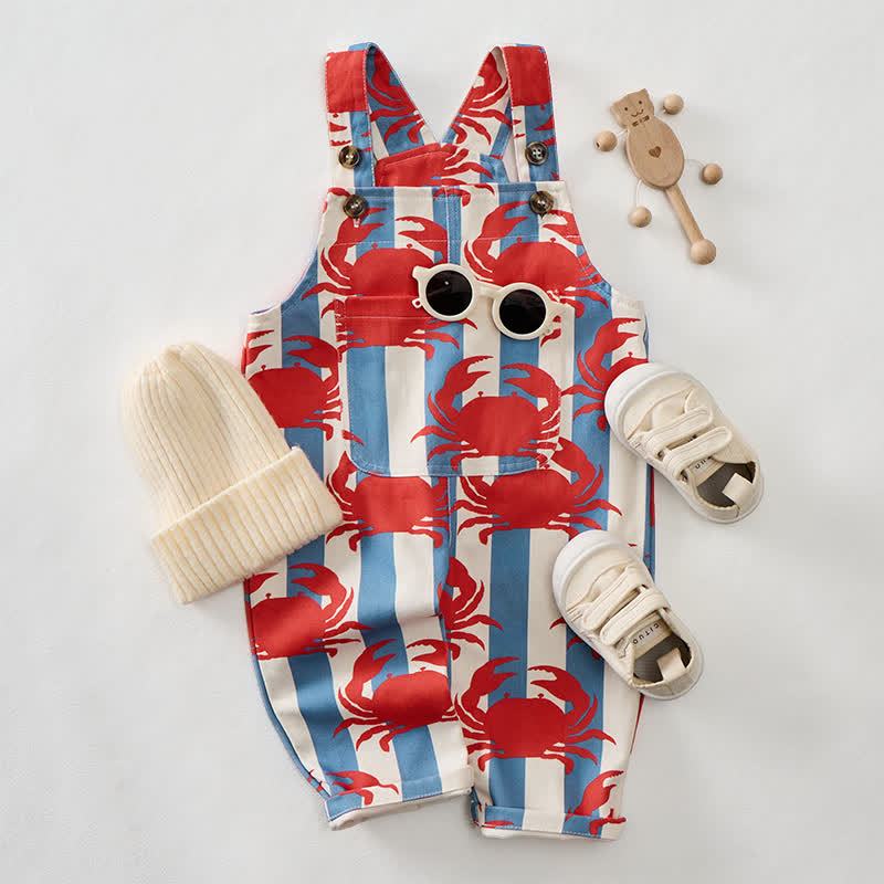 Baby Toddler Crab Blue Striped Overalls - image 2