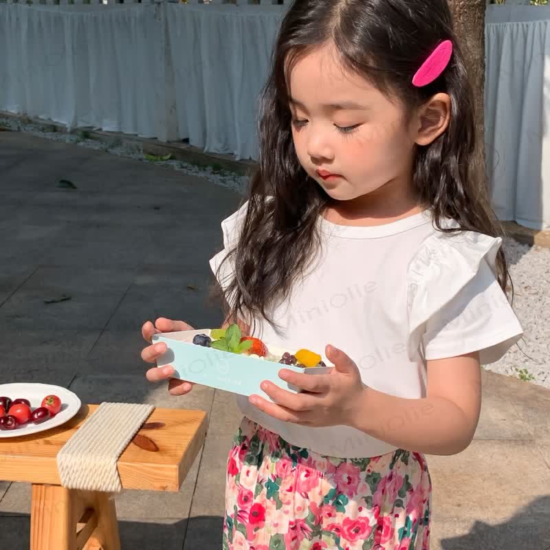 Toddler Girl Solid Color Ruffle T-shirt - White - 8-9T - image 2