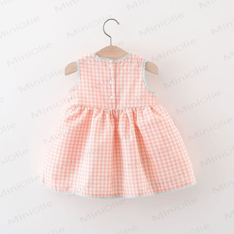Toddler Girl Pink or Yellow Gingham Cotton Aline Dress - image 3