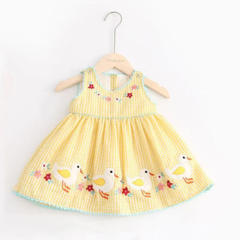 Toddler Girl Pink or Yellow Gingham Cotton A-Line Dress - Yellow - 4-5T - image 1