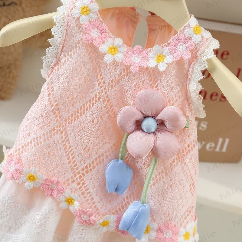 Baby Girls Daisy Lace Sunflower Print Romper Dress - image 3