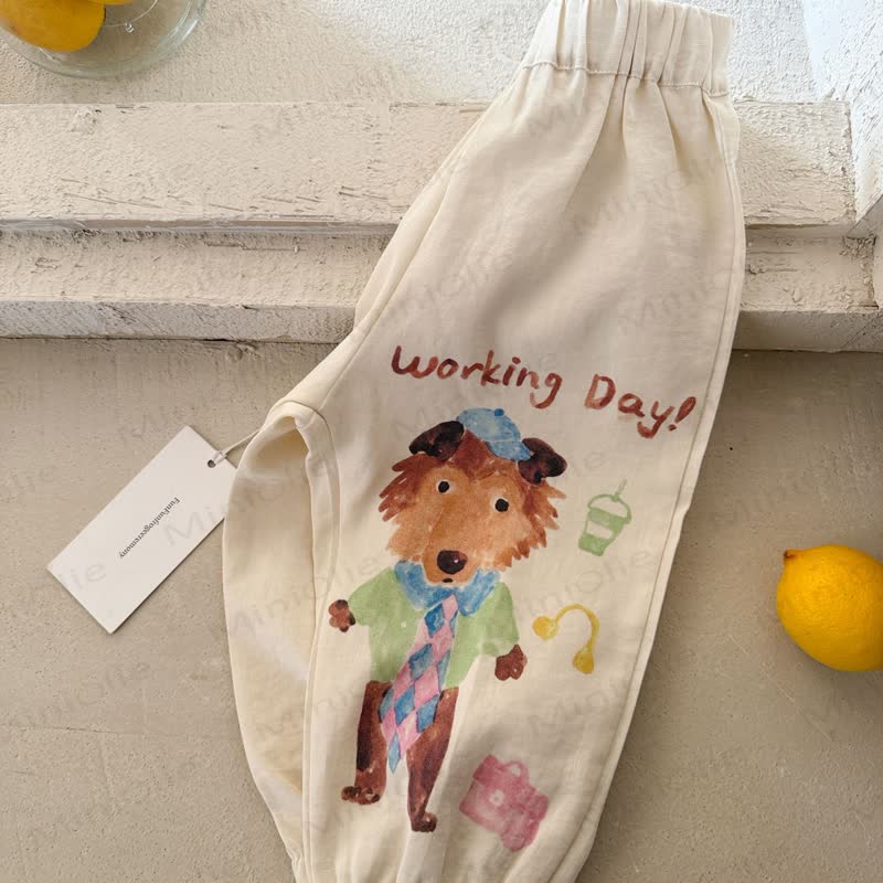 Toddler Cotton Animal Food Striped Print Casual Pants - Fox Print - 8-9T - image 5