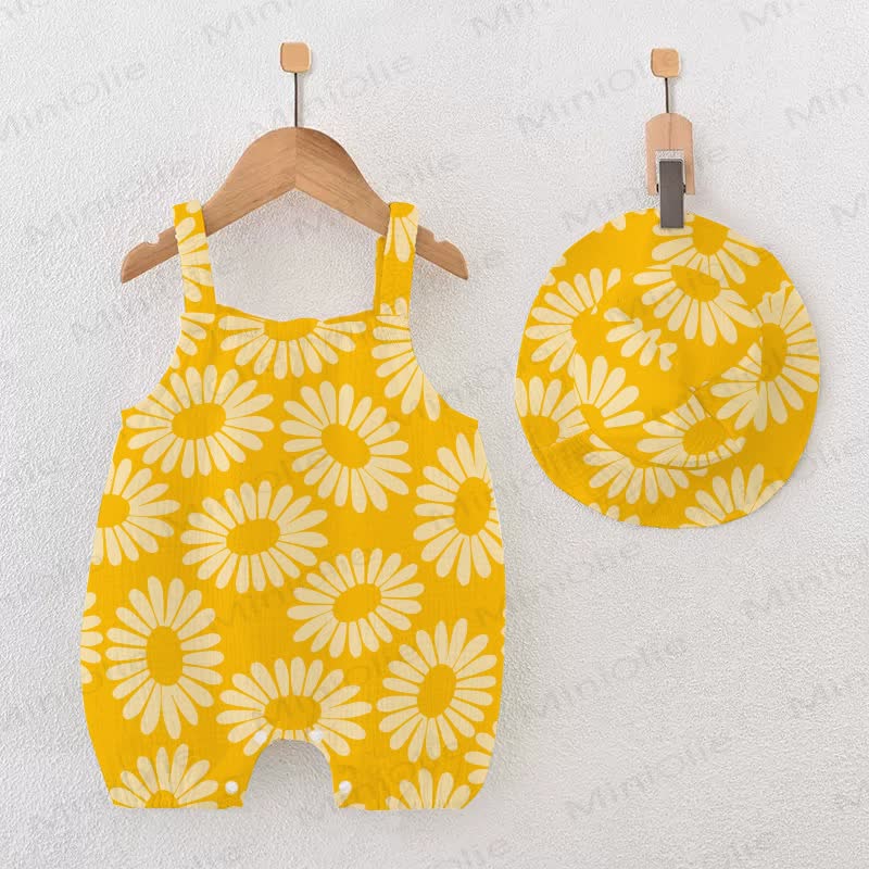 Baby Sunflower Yellow Romper with Hat - Yellow - 18-24M - image 1