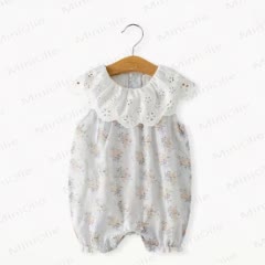 Baby Floral Ruffle Sleeveless Romper - Blue - 18-24M - image 3