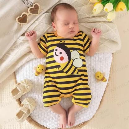 Baby Bee Striped Romper - Yellow - 6-9M - image 1