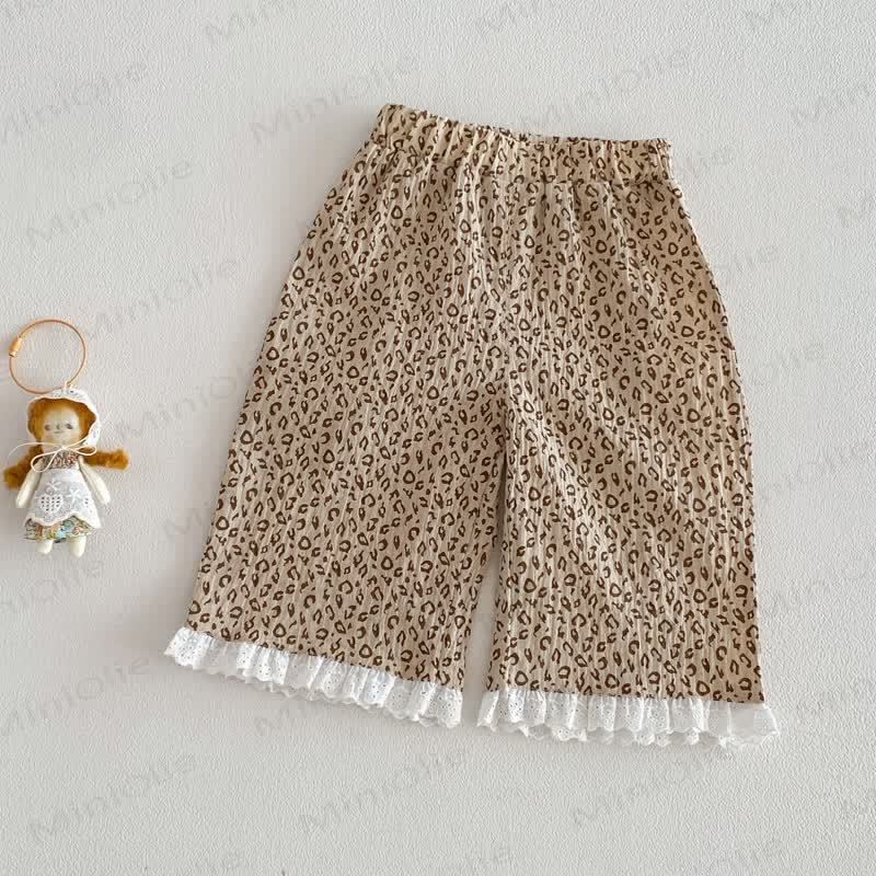 Baby Toddler Girls Cotton Lace Tank Top or Leopard Print Pants - Beige - 4-5T - image 3
