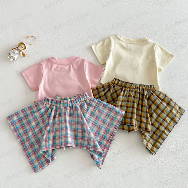 Baby Toddler Girl Animal Print Tee or Plaid Skort - image 6