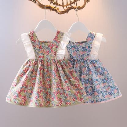 Baby Toddler Girl Cotton Bow Floral Print Sleeveless Dress - image 4