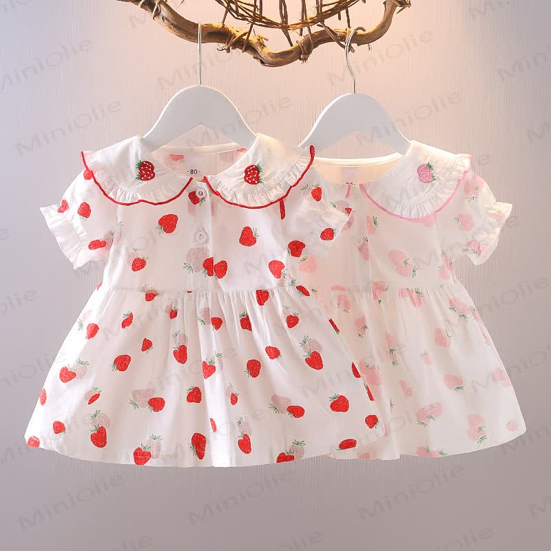 Baby Toddler Girls Cotton Summer Strawberry Print Dress - image 3