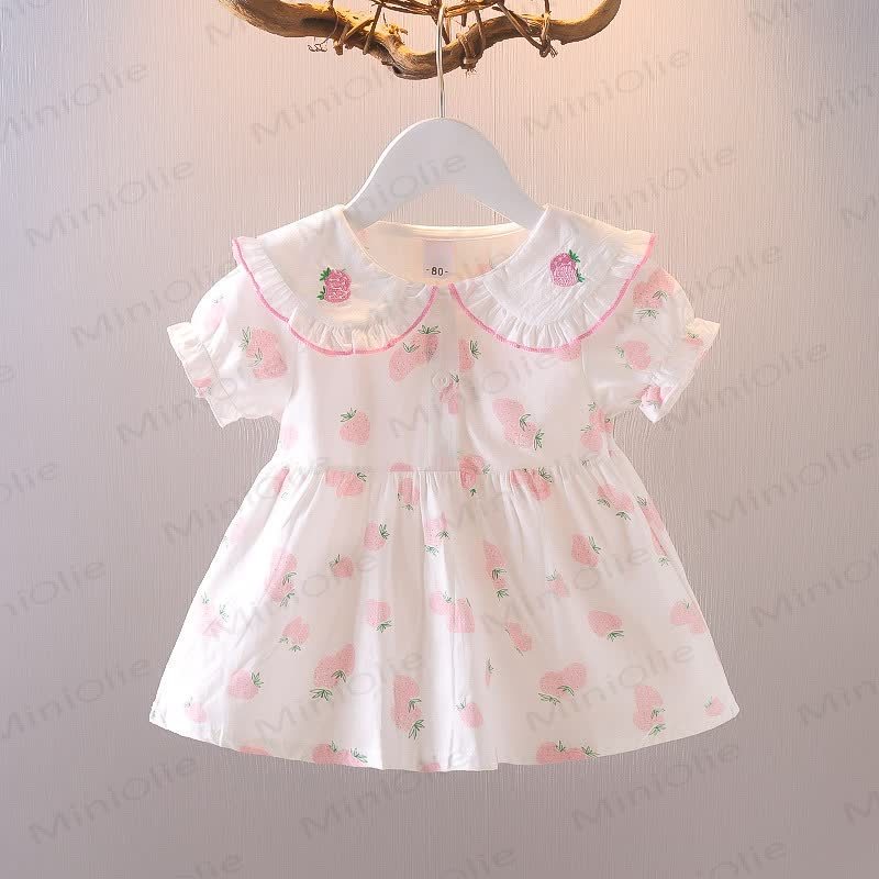 Baby Toddler Girls Cotton Summer Strawberry Print Dress - Pink - 3-4T - image 2