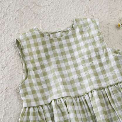 Baby Toddler Green Plaid Sleeveless 2-piece Set - image 3