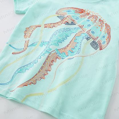 Toddler Girl Jellyfish Pattern Luminous T-shirt - image 4