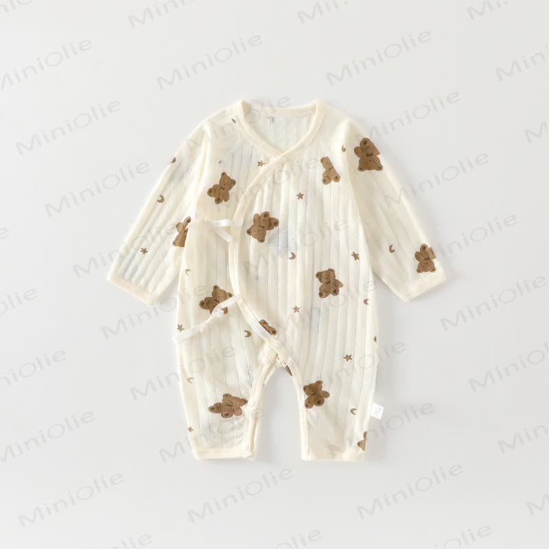 Baby White Cotton Romper - Bear - 3-6M - image 4