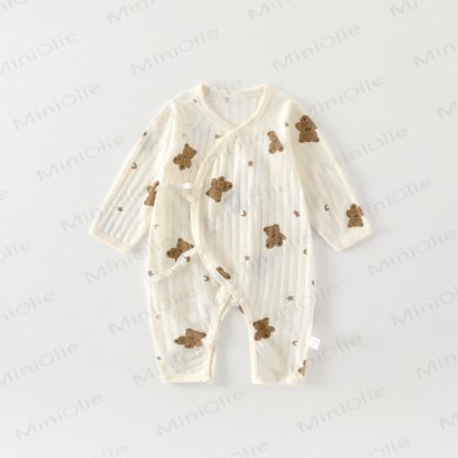 Baby White Cotton Romper - Bear - 3-6M - image 4
