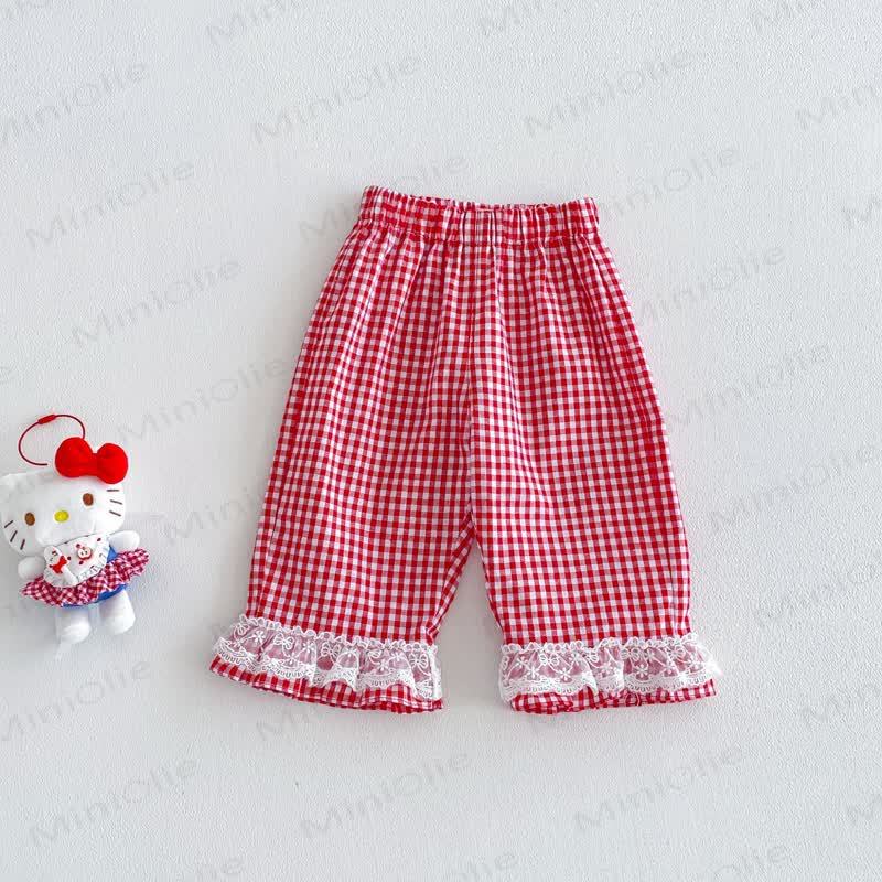 Baby Toddler Girl Bow Tank Top or Sleeveless Dress or Plaid Pants - Red Pants - 4-5T - image 4