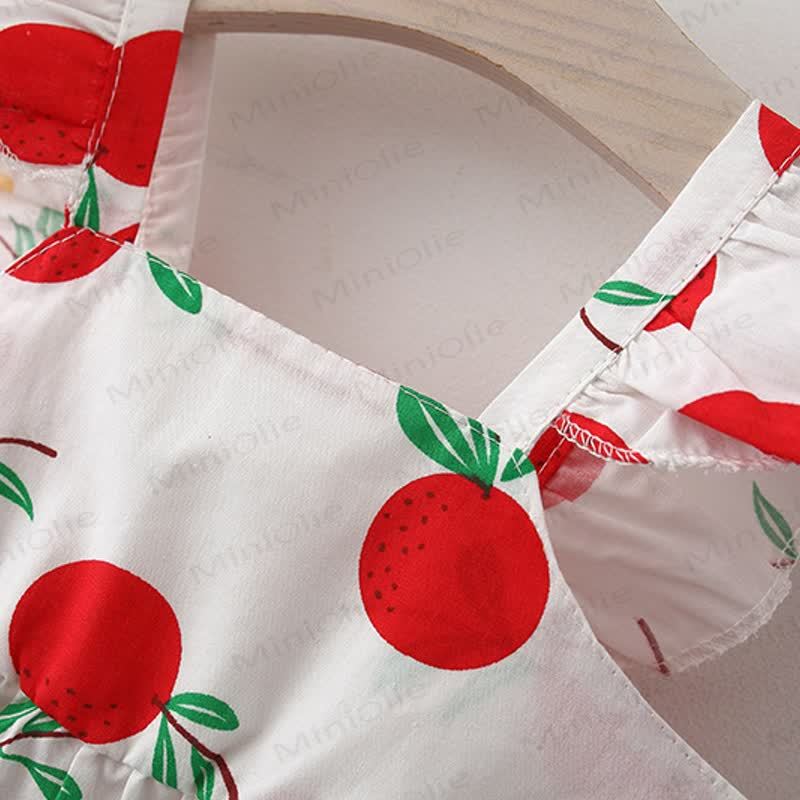 Baby Girls Summer Cotton Fruit or Flower or Circle Print Bow Dress with Hat - image 10