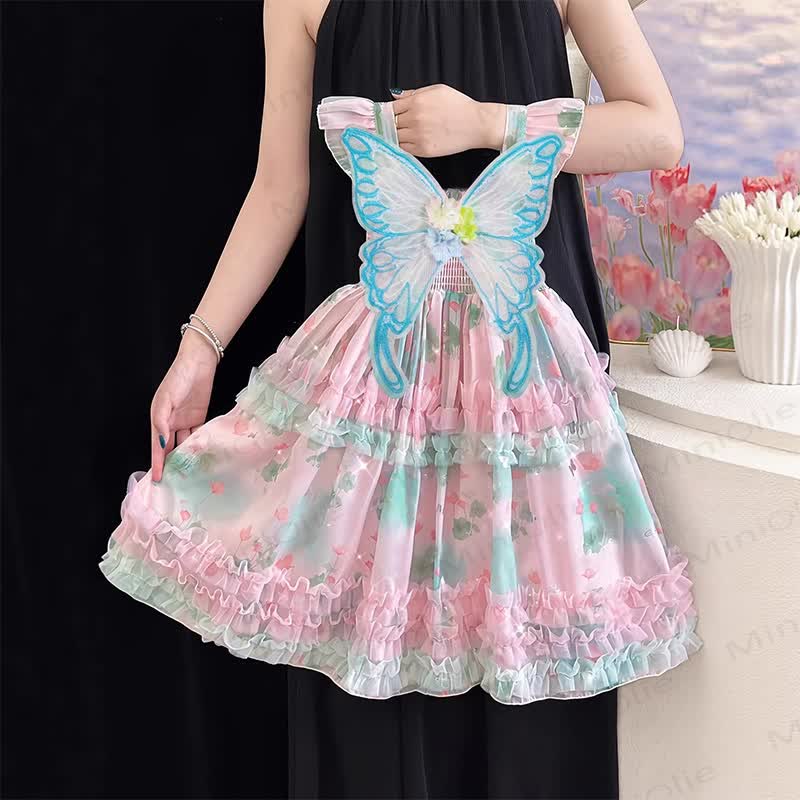 Toddler Girls Summer Floral Print Tulle Dress - image 2