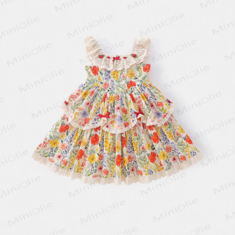 Toddler Kid Girls Cotton Floral Print Sleeveless Dress with Hat - image 3
