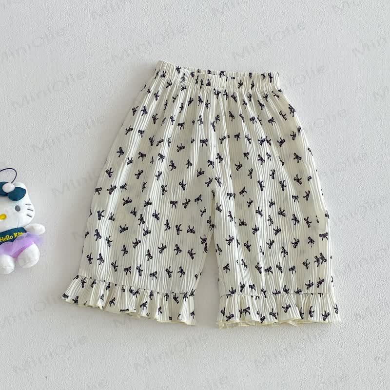 Baby Toddler Girls Floral or Bows Print Pants - Beige Bow - 4-5T - image 3