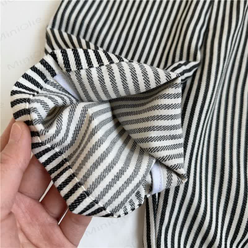 Toddler Cotton Black and White Striped Overalls - image 3