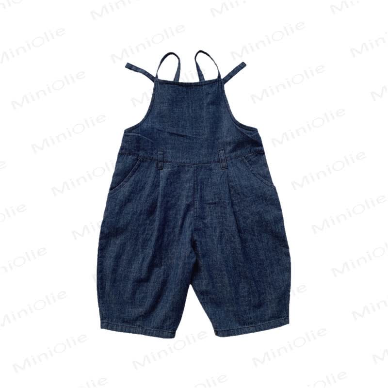 Toddler Cotton Solid Navy Denim Overalls - Navy - 6-7T - image 1