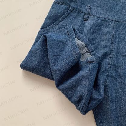 Toddler Cotton Solid Navy Denim Overalls - image 5