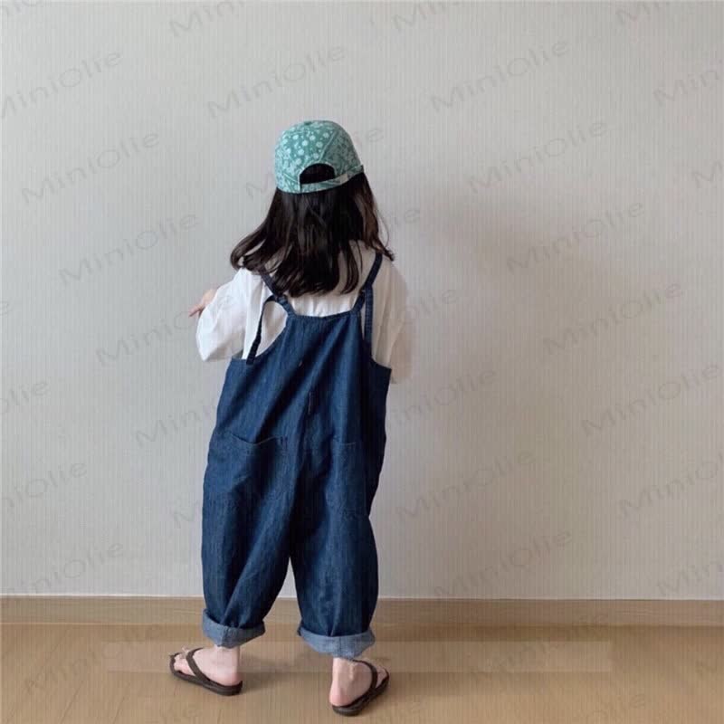 Toddler Cotton Solid Navy Denim Overalls - image 7