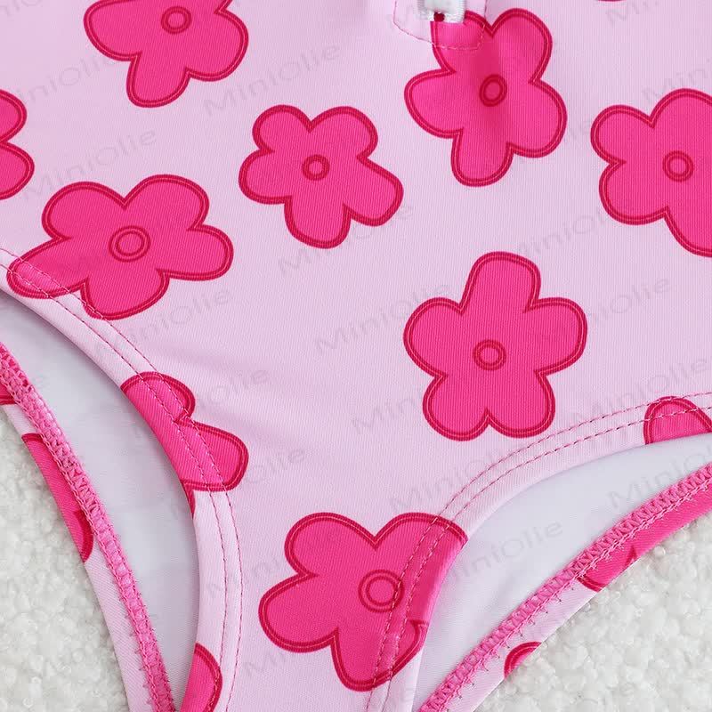 Baby Pink Floral Zipped Swimsuit - image 3