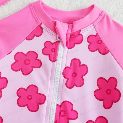 Baby Pink Floral Zipped Swimsuit - image 2