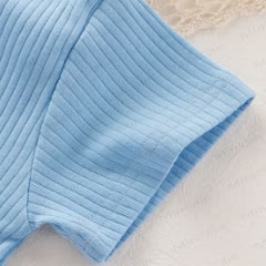 Baby Solid Color Ribbed Front Snaps Romper - image 10