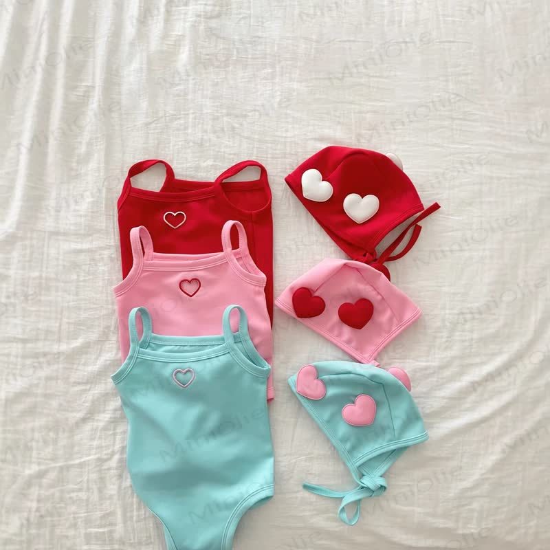 Baby Heart Swimsuit with Hat - image 1