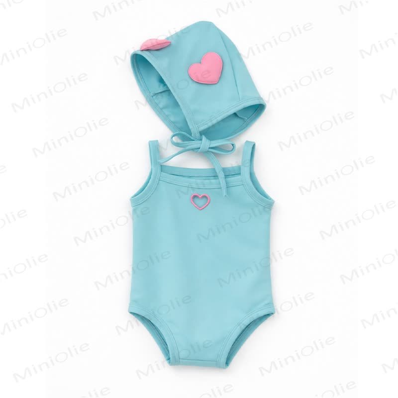 Baby Heart Swimsuit with Hat - Blue - 2-3T - image 3